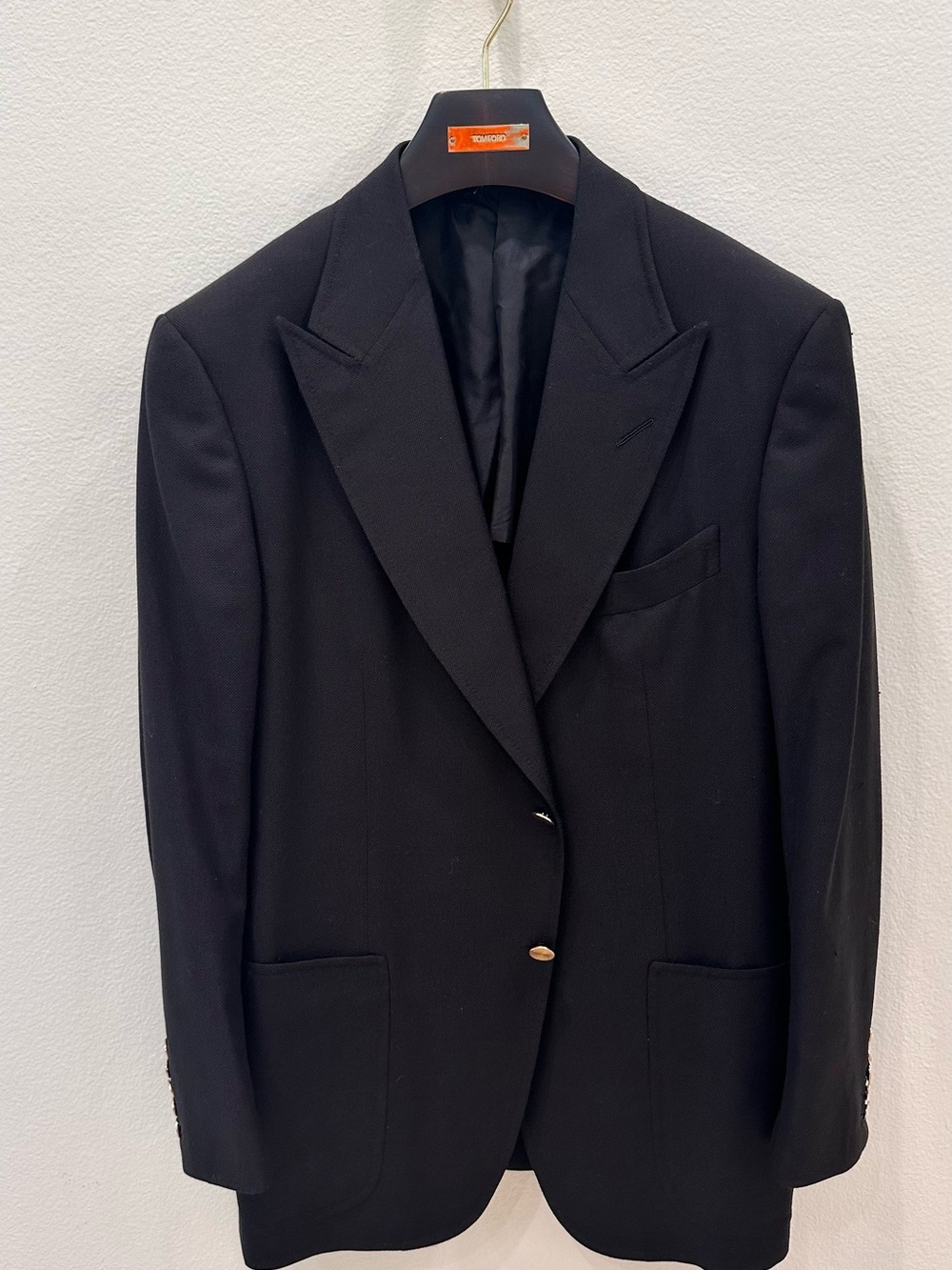 Tom Ford Black Single-Breasted Blazer with Gold Buttons